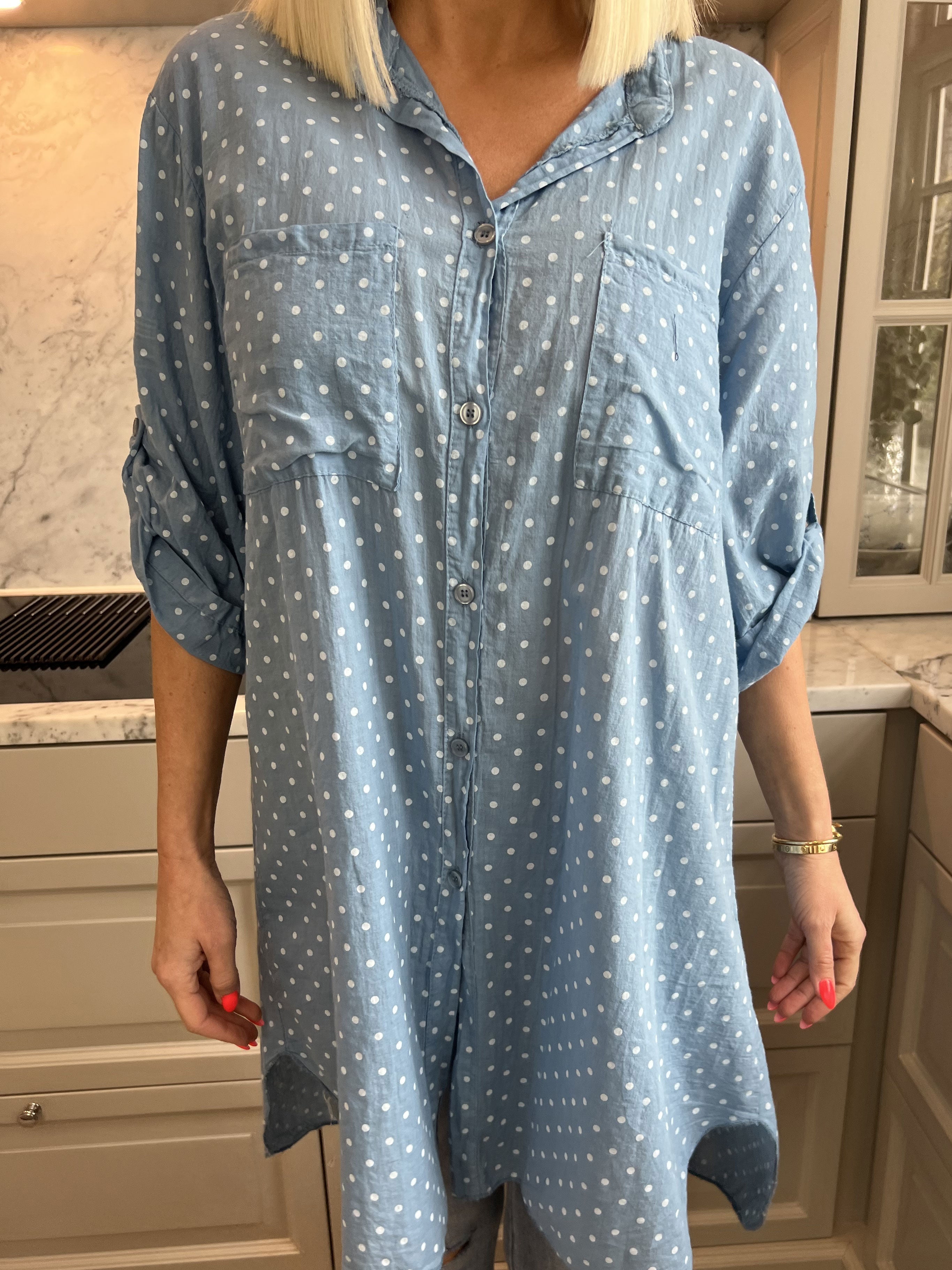 Linda - Skjorta i bomull med små prickar